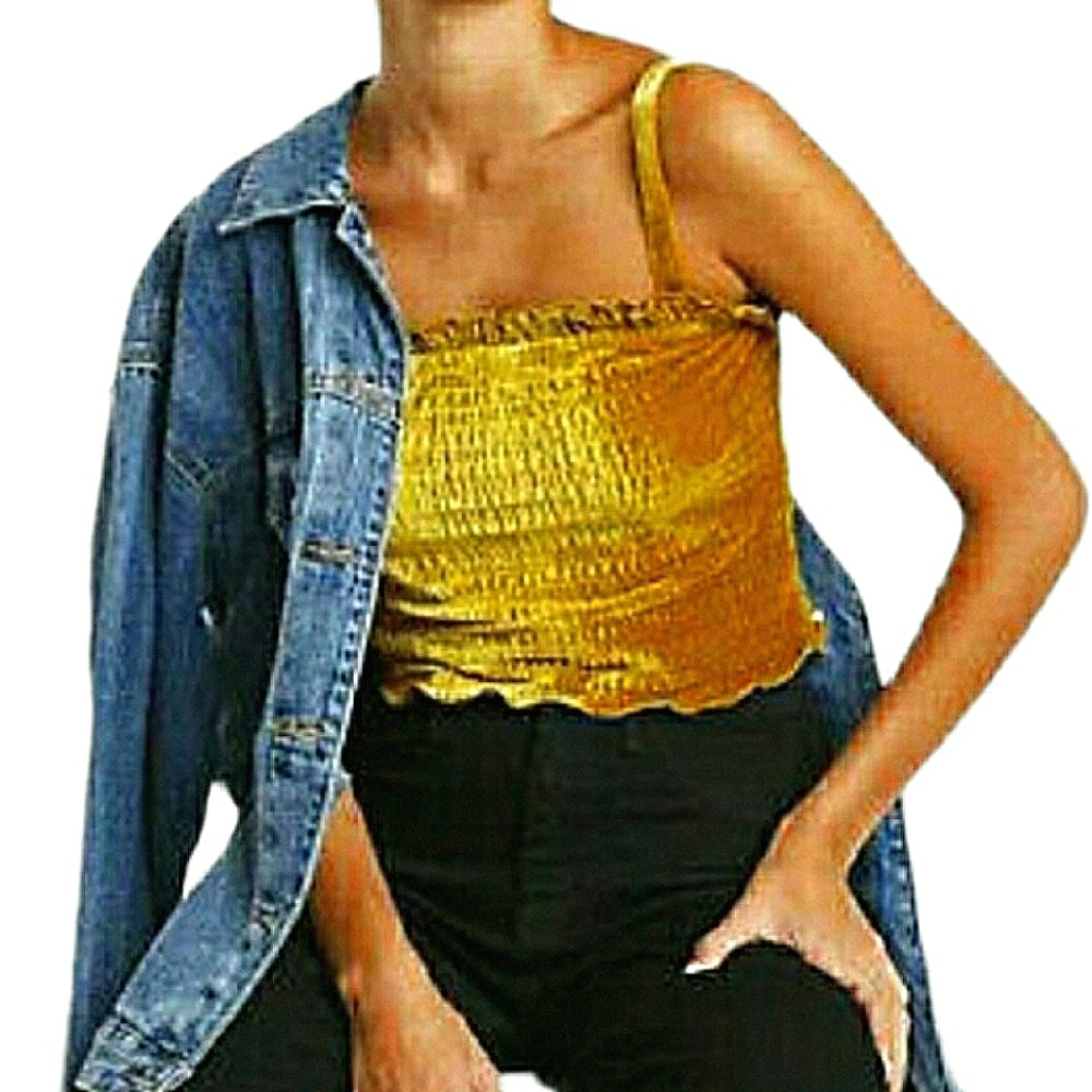 Wild Fable Cropped Velour Velvet Lettuce Hem Tank